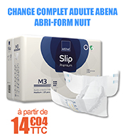 Change complet adulte Abena Abri-Form Nuit - Paquet de 15, 20, 22 ou 25 changes