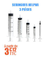 Seringues HelphA 3 pices - 1ml, 2ml, 5ml, 10ml, 20ml materiel medical