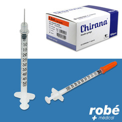 Seringue insuline 0,5 ml aiguille sertie 29G, 30G ou 31G Chirana Injecta - Bote de 100