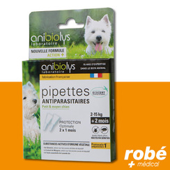 Pipettes antiparasitaires petit et moyen chien, substances actives d'origine vgtale - 2x1 ml