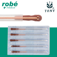 Aiguilles d'acupuncture Tony striles, manche en cuivre - Guide et silicones