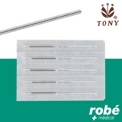 Aiguilles d'acupuncture Tony striles Corennes, manche en acier - Non silicones, sans guide