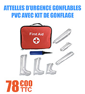 Attelles d'urgence gonflables Robé Médical PVC avec kit de gonflable