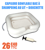 Capiluve gonflable bac à shampoing au lit + douchette avec sa réserve d'eau Robemed