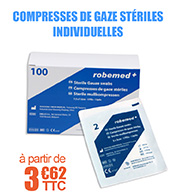 Compresses de gaze stériles - 17 fils et 12 plis - 100 blisters individuels - ROBEMED