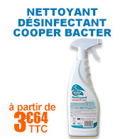 Nettoyant désinfectant surfaces - EN 14476 - Spray COOPER Bacter - sans Javel - Flacon de 750ml