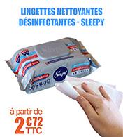 Lingettes nettoyantes désinfectantes - EN 14476 - bactéricide, virucide, levuricide - Sachet de 100 