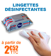 Lingettes nettoyantes désinfectantes - EN 14476 - bactéricide, virucide, levuricide - Sachet de 100