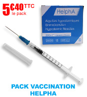 Pack vaccination avec seringues Luer 1ml et aiguilles 23G x 1 HelphA - Lot de 100 unités