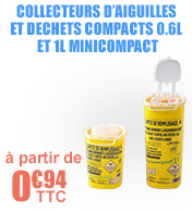 Collecteur d'aiguilles et déchets compacts 0.6L Minicompact