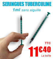 Seringues tuberculine 3 pièces 1ml sans aiguille ZARYS - Boite de 100
