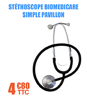 Stéthoscope BioMedicare - simple pavillon - Noir, Rouge et Gris