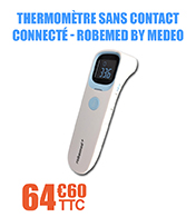 Thermomtre sans contact connect - prise frontale et auriculaire - THE920 Robemed by Medeo