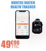 Montre avec indicateur de pression artérielle Watch Health Tracker - Angular - bracelet noir