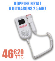 Doppler fœtal à ultrasons 2,5MHz avec écran LCD et batterie rechargeable - ROBEMED materiel medical