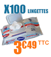 Lingettes nettoyantes désinfectantes EN 14476- Sachet de 100 materiel medical