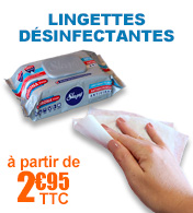 Lingettes nettoyantes désinfectantes - EN 14476 - bactéricide - virucide - levuricide - Sachet de 10 materiel medical