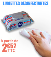 Lingettes nettoyantes désinfectantes - EN 14476 - bactéricide, virucide, levuricide - Sachet de 100  materiel medical