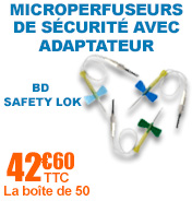 Microperfuseurs de sécurité BD Safety Lok avec adaptateur - Boîte de 50 materiel medical