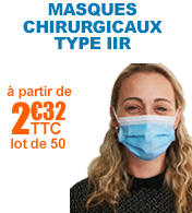 Masque chirurgical Type IIR Haute Filtration >98% - Boîte de 50 materiel medical