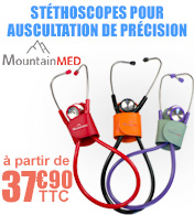 Stéthoscope pour auscultation de précision - MountainMED - Noir avec étui mandarine materiel medical