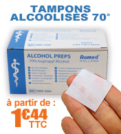 Tampons alcoolisés  70° Romed, boîte de 100 materiel medical