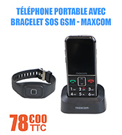 Téléphone portable avec bracelet SOS GSM MM735BB - Maxcom materiel medical