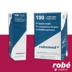 Compresses de gaze non stériles - 17 fils et 12 plis - Paquet de 100 compresses - ROBEMED