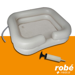 Capiluve gonflable bac à shampoing au lit + douchette avec sa réserve d'eau Robemed