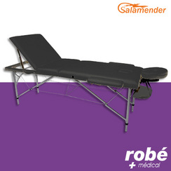 Table de massage pliante alu 3 parties largeur 70 cm Noir Salamender