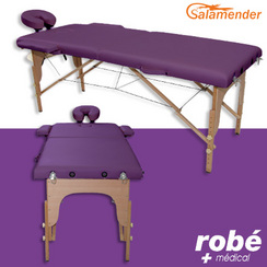 Table de massage pliante en bois largeur 60 ou 70 cm - Prune - avec housse de transport - Salamender