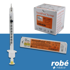 Seringue à insuline U-100 sécurisée 0,5ml avec aiguille 30G VanishPoint - Boîte de 100