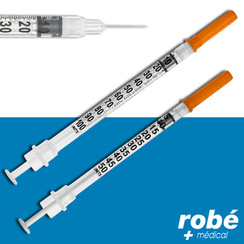 Seringue insuline de sécurité 0.5, 1ml aiguille sertie 29G ou 30G Sol-Care - Boîte de 100