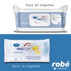 Lingettes imprégnées - MoliCare® Skin clean - Pack de 10 à 50 lingettes - HARTMANN