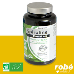 Spiruline Bio - Protines et Vitamine B12- Biotechnie - Bote de 180 comprims