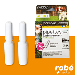 Pipettes antiparasitaires petit et moyen chien, substances actives d'origine vgtale - 2x1 ml