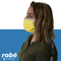 Masques chirurgicaux Type II EFB 98% jaune - Fab. France - INSPIRE haute respirabilité - Boîte de 50