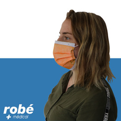 Masques chirurgicaux Type II EFB 98% orange - Fab. France - INSPIRE haute respirabilité - Bte de 50