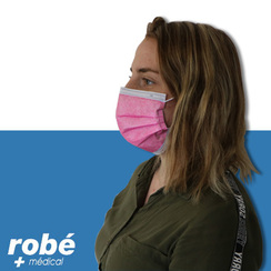 Masques chirurgicaux Type II EFB 98% rose - Fab. France - INSPIRE haute respirabilité - Boîte de 50