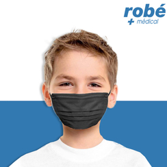 Masque chirurgical noir - Enfant - Type IIR Haute Filtration 98% - Bote de 50 
