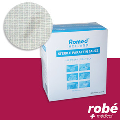 Pansements de tulle gras paraffinés individuels stériles ROMED - Boîte de 100 - Conditionnement éco