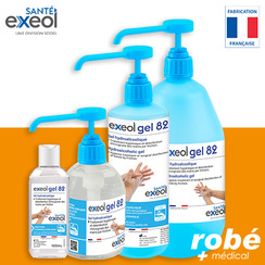 Gel hydroalcoolique EXEOL GEL 82 - 100 ml, 300 ml, 500ml et 1L