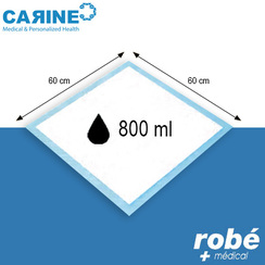 Alèses absorbantes à usage unique - CARINE® Premium - 60 x 60 cm - 800 ml - Paquet de 30