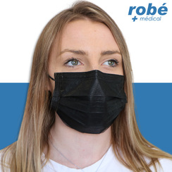 Masques chirurgicaux noirs Type IIR EFB>99% - Boîte de 50 - ROBEMED