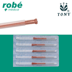 Aiguilles d'acupuncture Tony striles, manche en cuivre - Guide et silicones - Par 500