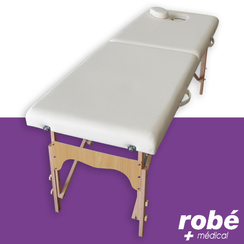 Table de massage pliante en bois largeur 70 cm - Crme - avec housse de transport - Salamender 