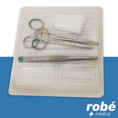 Set de 12 instruments pour suture avec boite inox et récipients