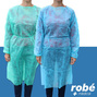 Blouse de protection non tissee 25g - avec poignets elastiquees - Coloris bleu ou vert - ROBEMED