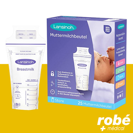 Sachets de conservation du lait maternel LANSINOH - Pack de 25 sachets -  Autour de l'accouchement - Robé vente matériel médical